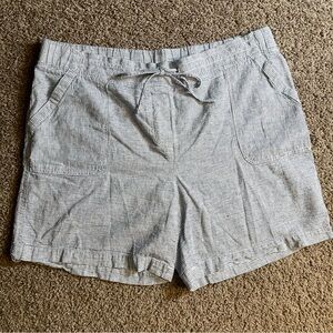 Talbots size 16 striped linen shorts beach casual preppy women’s‎ hi rise blue